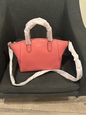kate spade coral-pink pebble leather satchel